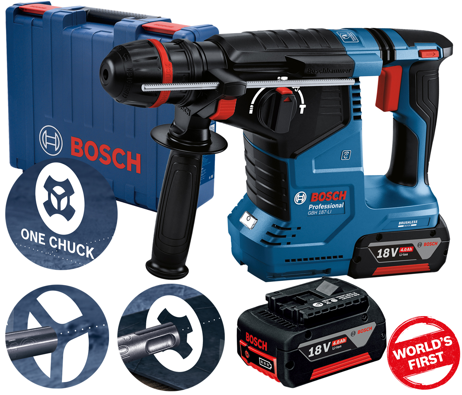 Перфоратор акумуляторний BOSCH GBH 187-LI ONE Chuck (0611923121)